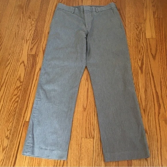 Express Producer Straight Leg Flat Front Gray Striped Pants - Picture 11 of 15